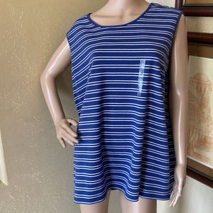Karen Scott Sport Womens Vintage Sporty Striped Knit Tank Tunic Top sz 3X
